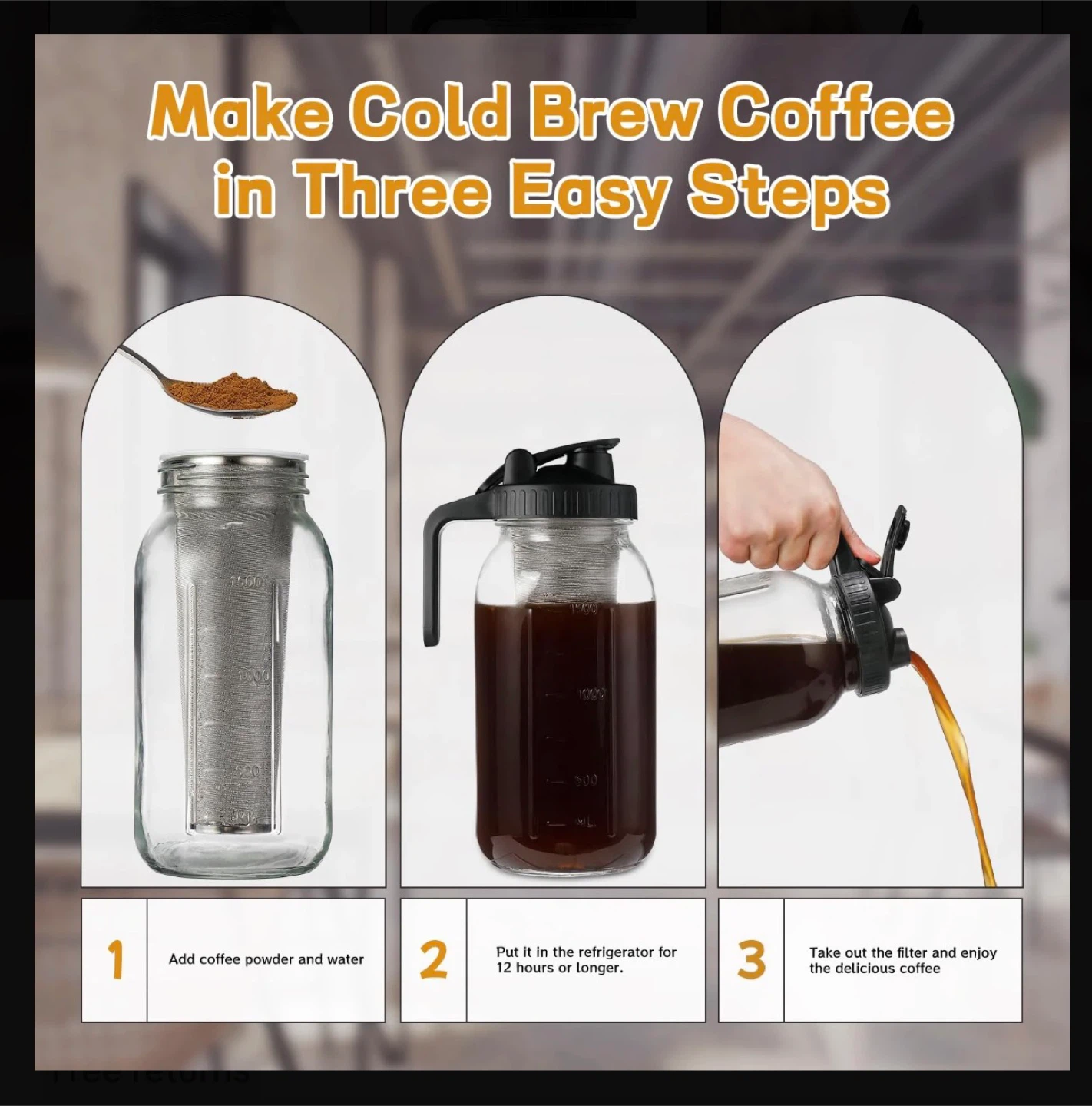 Cold Brew Coffee Maker Pitcher with Filter - 64 oz - photo 4
