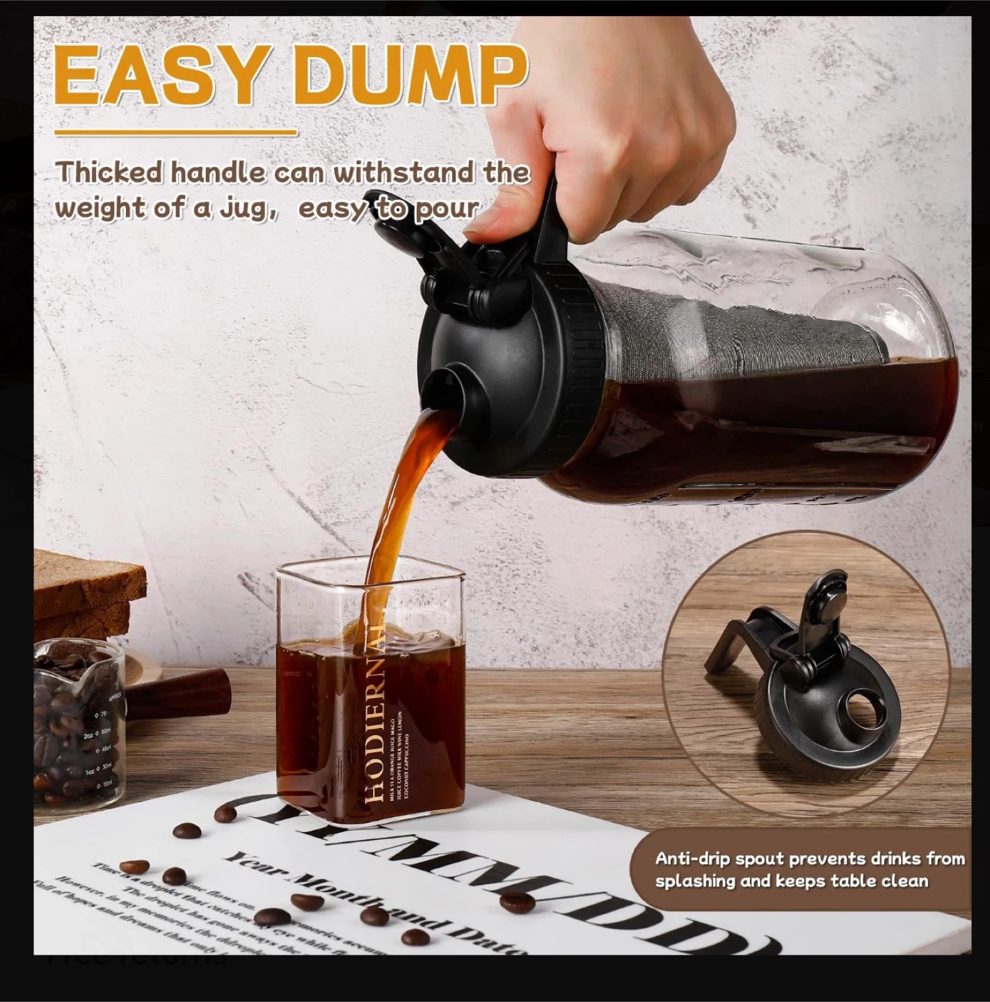 Cold Brew Coffee Maker Pitcher with Filter - 64 oz - photo 5
