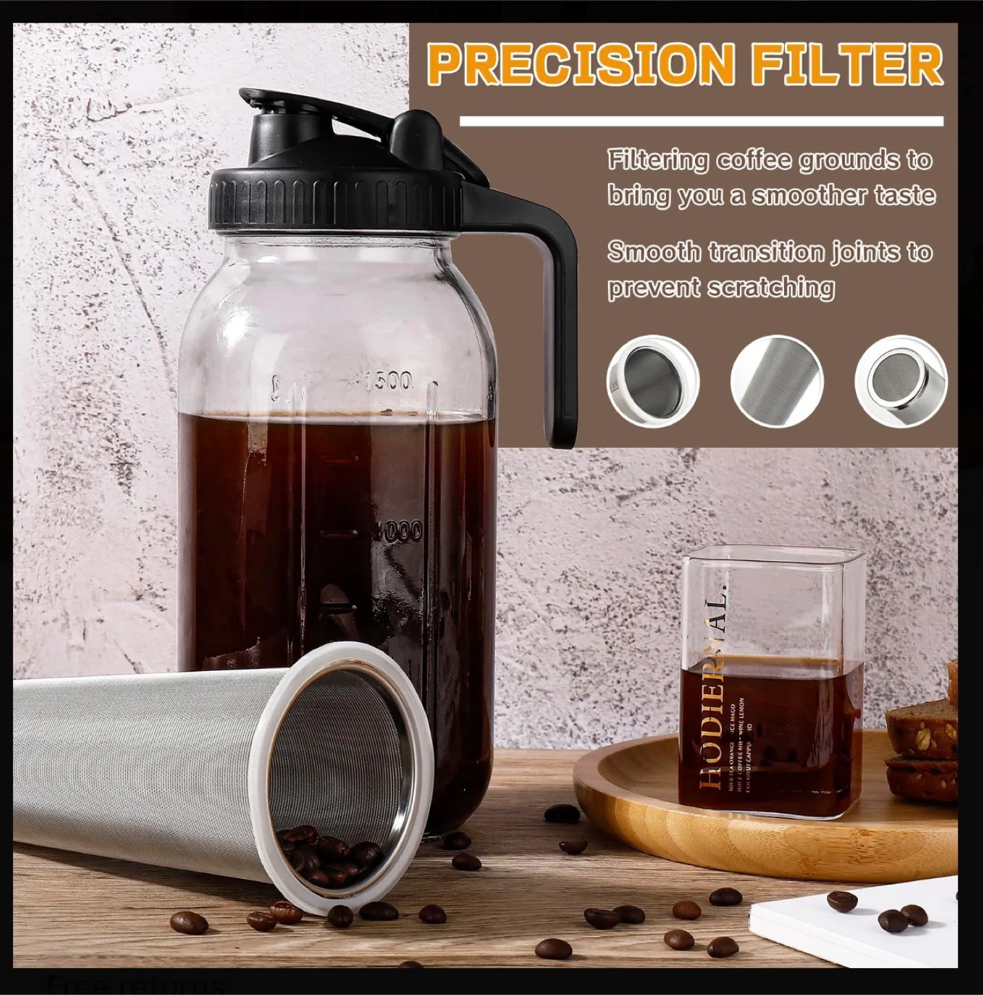 Cold Brew Coffee Maker Pitcher with Filter - 64 oz - photo 3