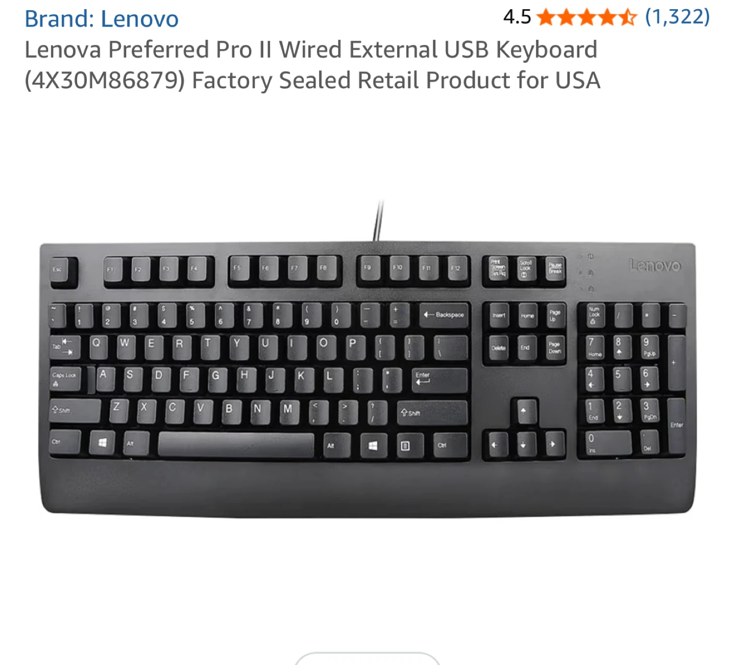 Lenovo Preferred Pro II Wired USB Keyboard