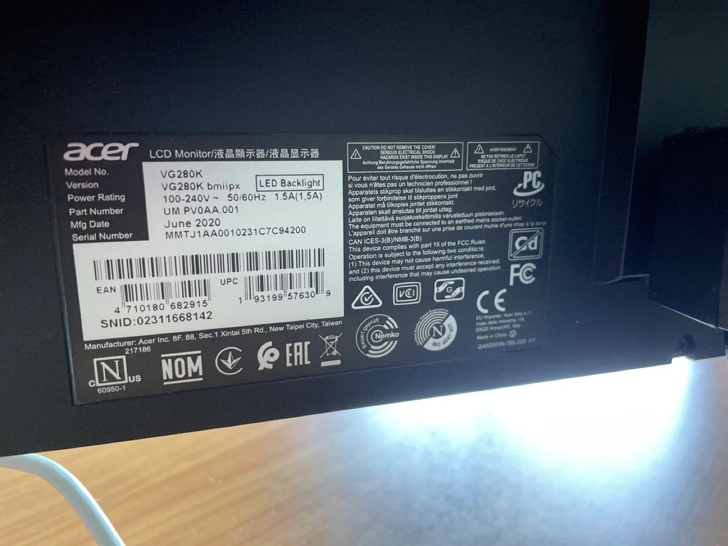 Acer VG280K 28" 4K LED Monitor - photo 2