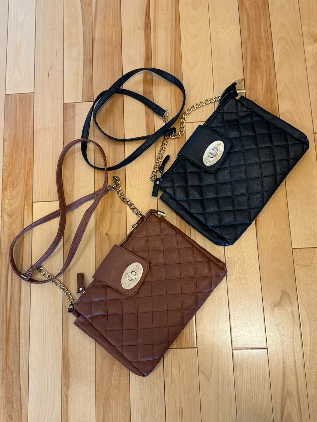 Quilted Chain Shoulder Bags - Black & Brown