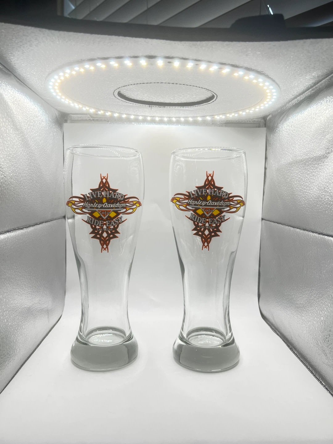 Set of 2 Harley Davidson “live hard ride easy” Pilsner glass