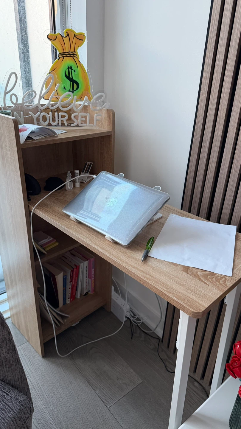 Wooden Folding Desk with Shelving