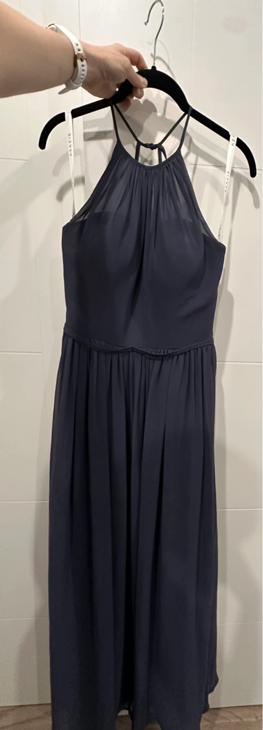 Azazie Navy Blue Halter Neck Maxi Dress - photo 3