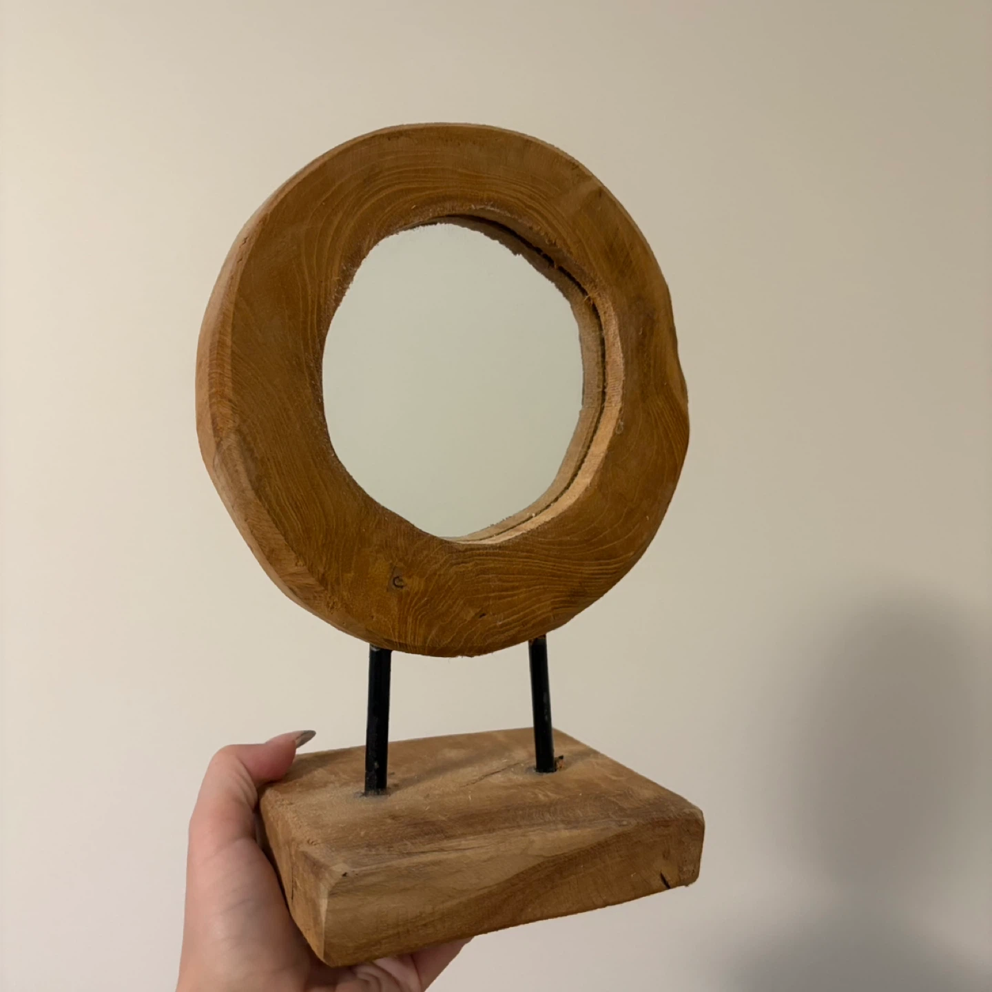 Rustic Wood Ring Tabletop Mirror