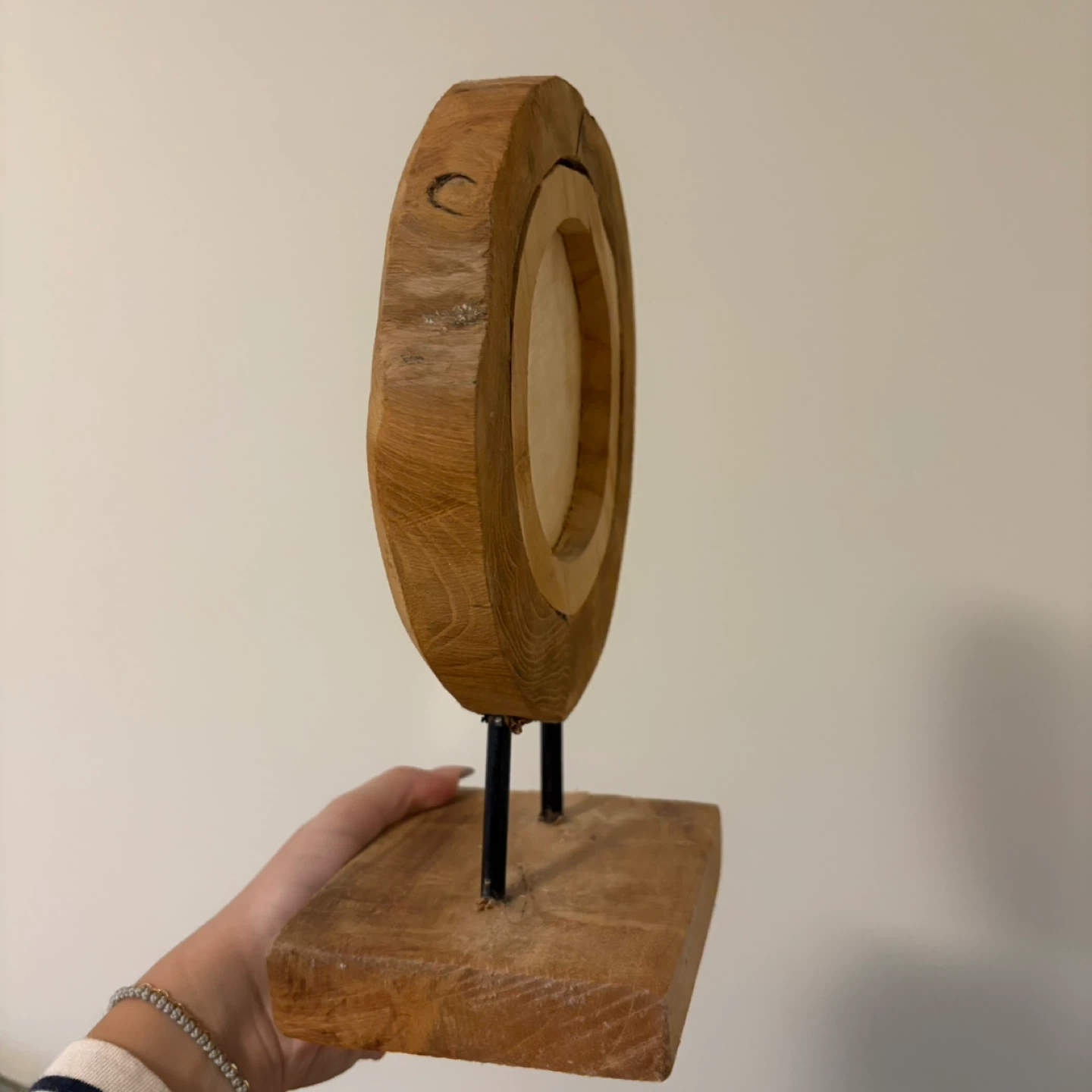 Rustic Wood Ring Tabletop Mirror - photo 3