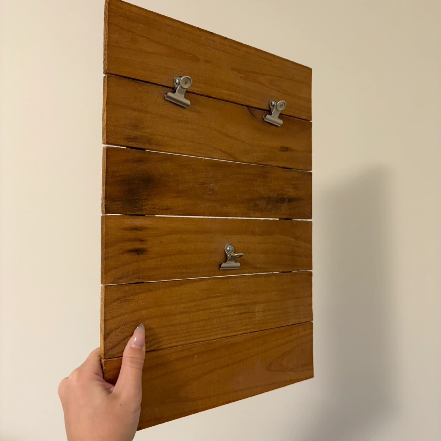 Wooden Photo Display Board with Clips - photo 2