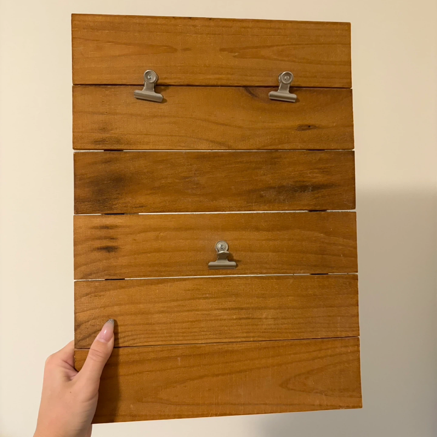 Wooden Photo Display Board with Clips
