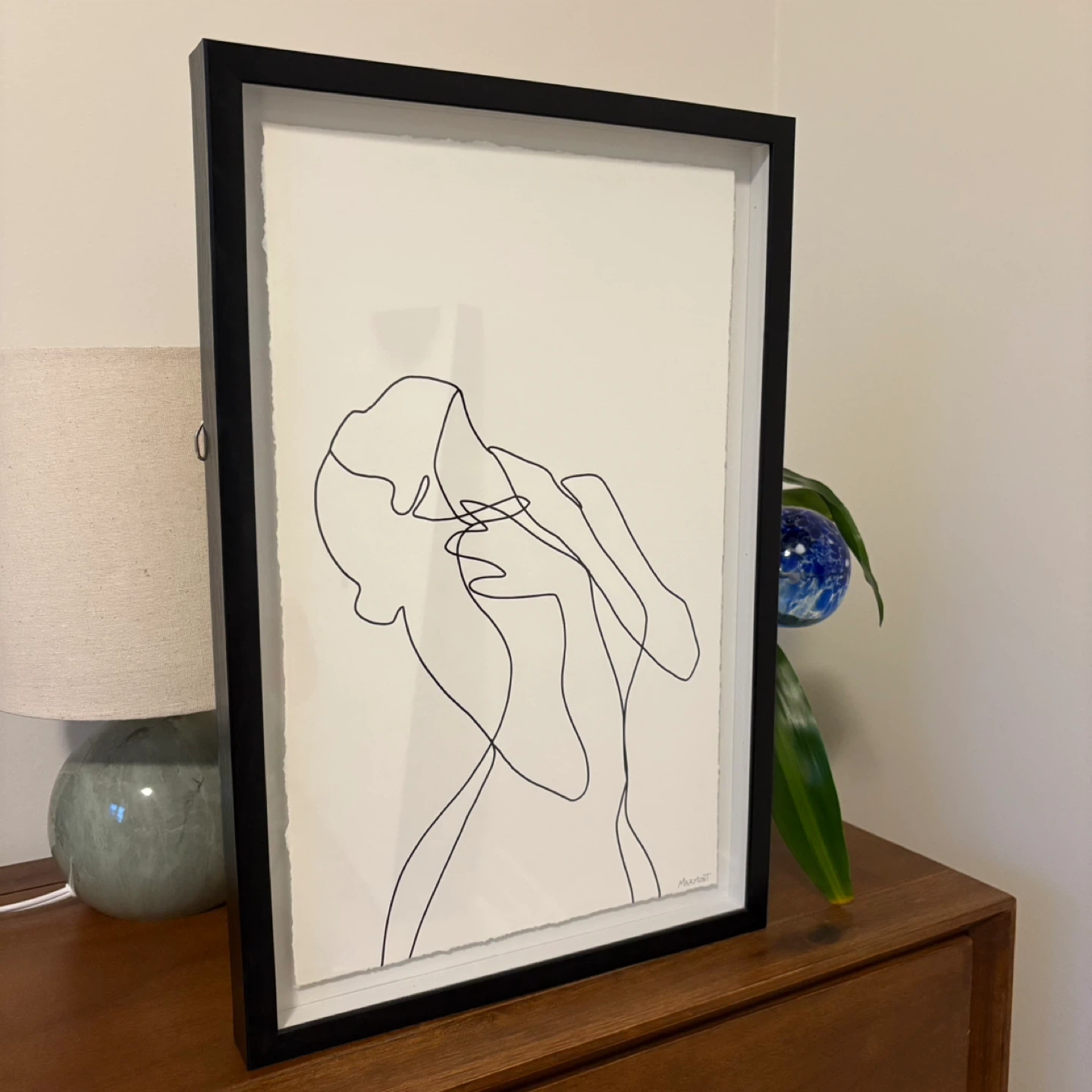Framed Line Art Print - Abstract Figure