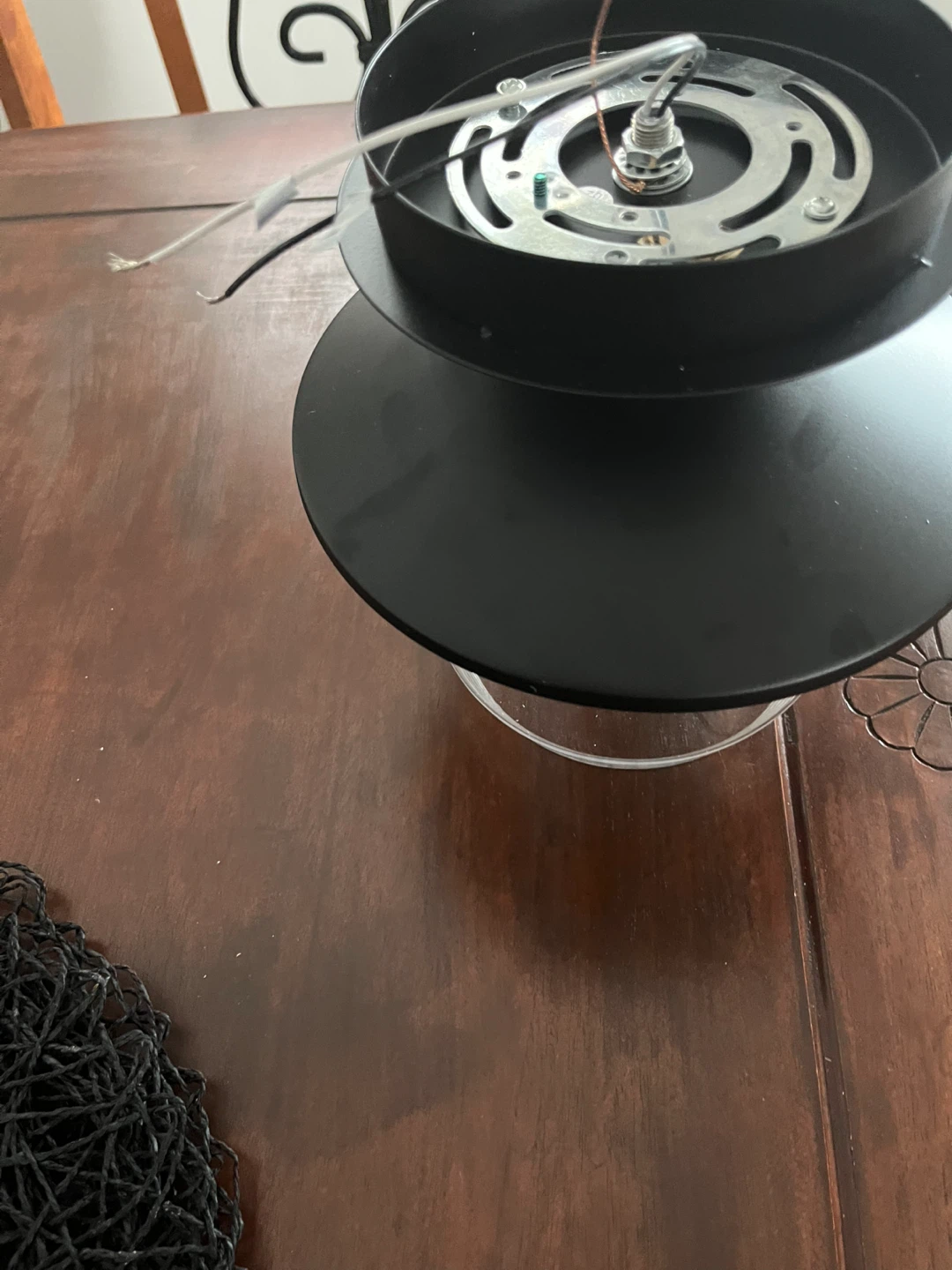 Black Pendant Light Fixture with Glass Shade - photo 3