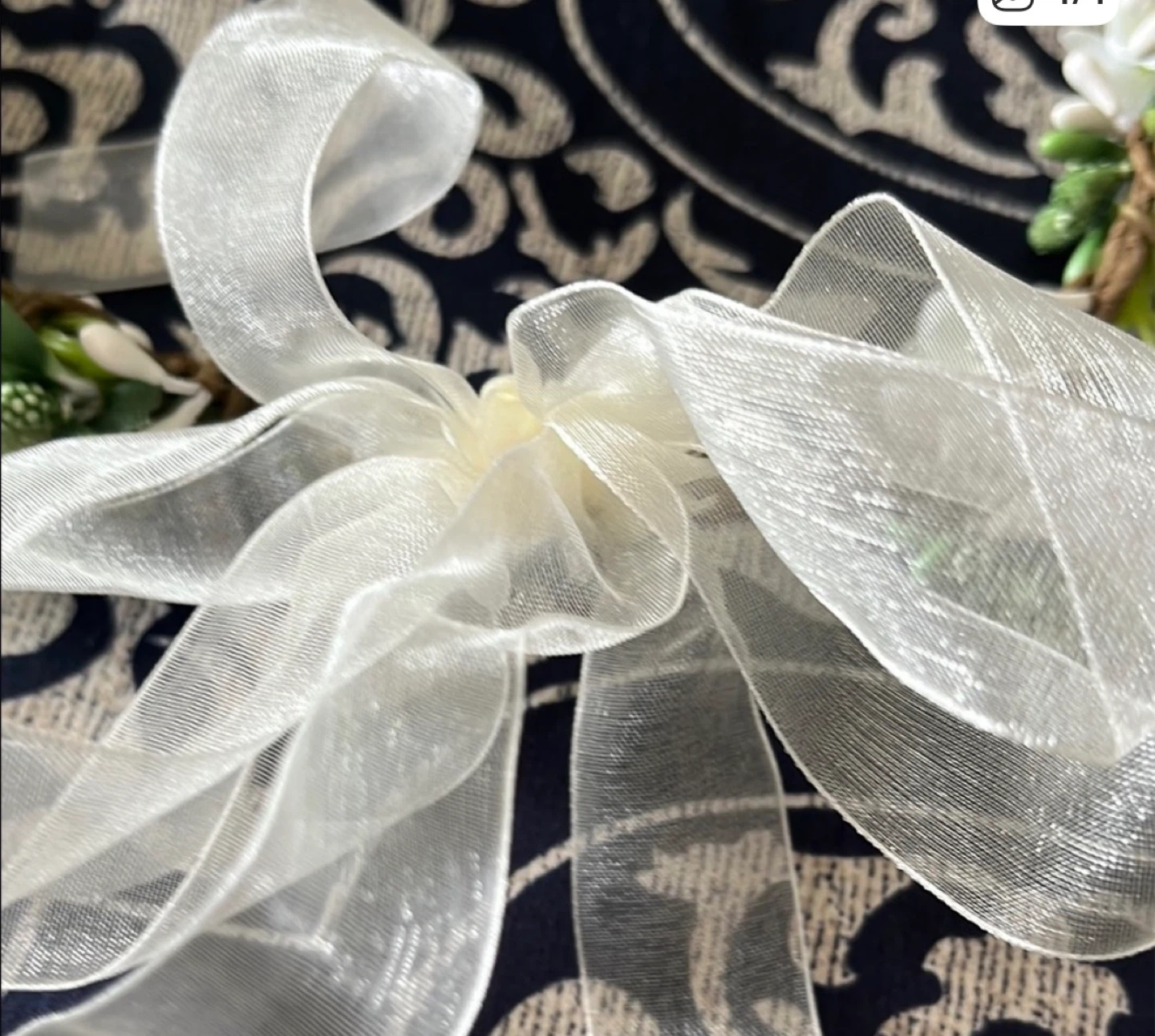 Floral Crown with White Ribbon Bow - photo 4