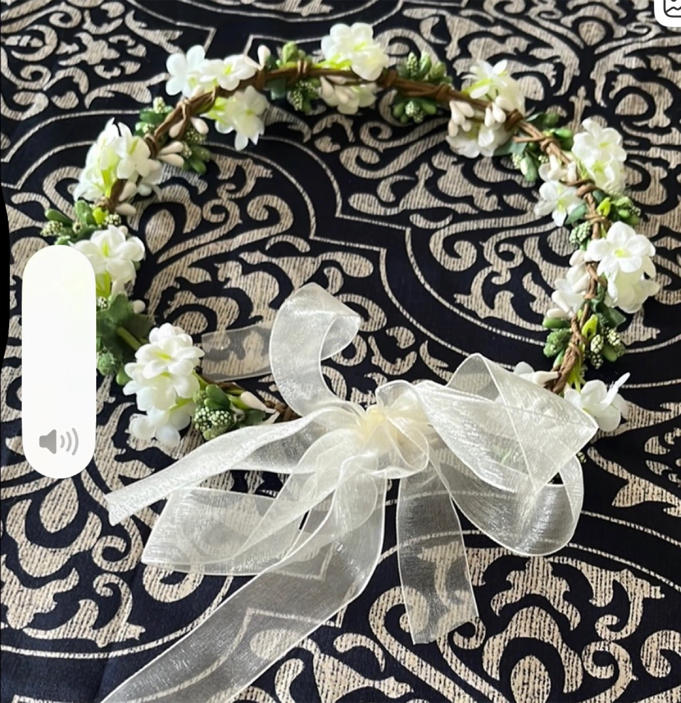 Floral Crown with White Ribbon Bow - photo 3