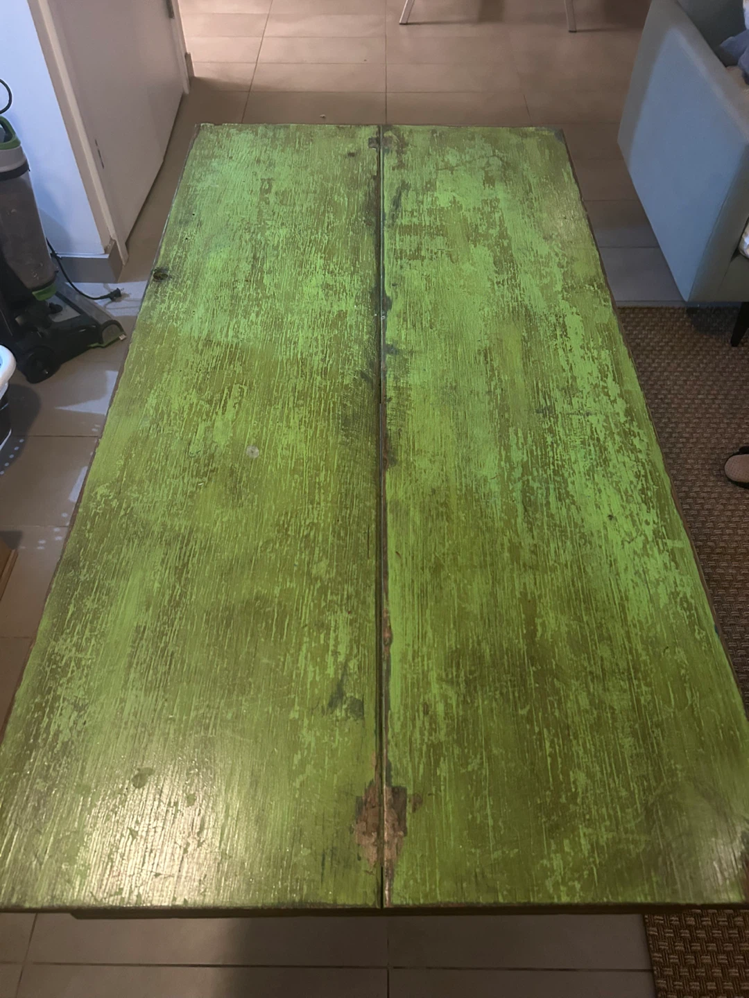 Rustic Green Table with Industrial Pipe Legs - photo 3