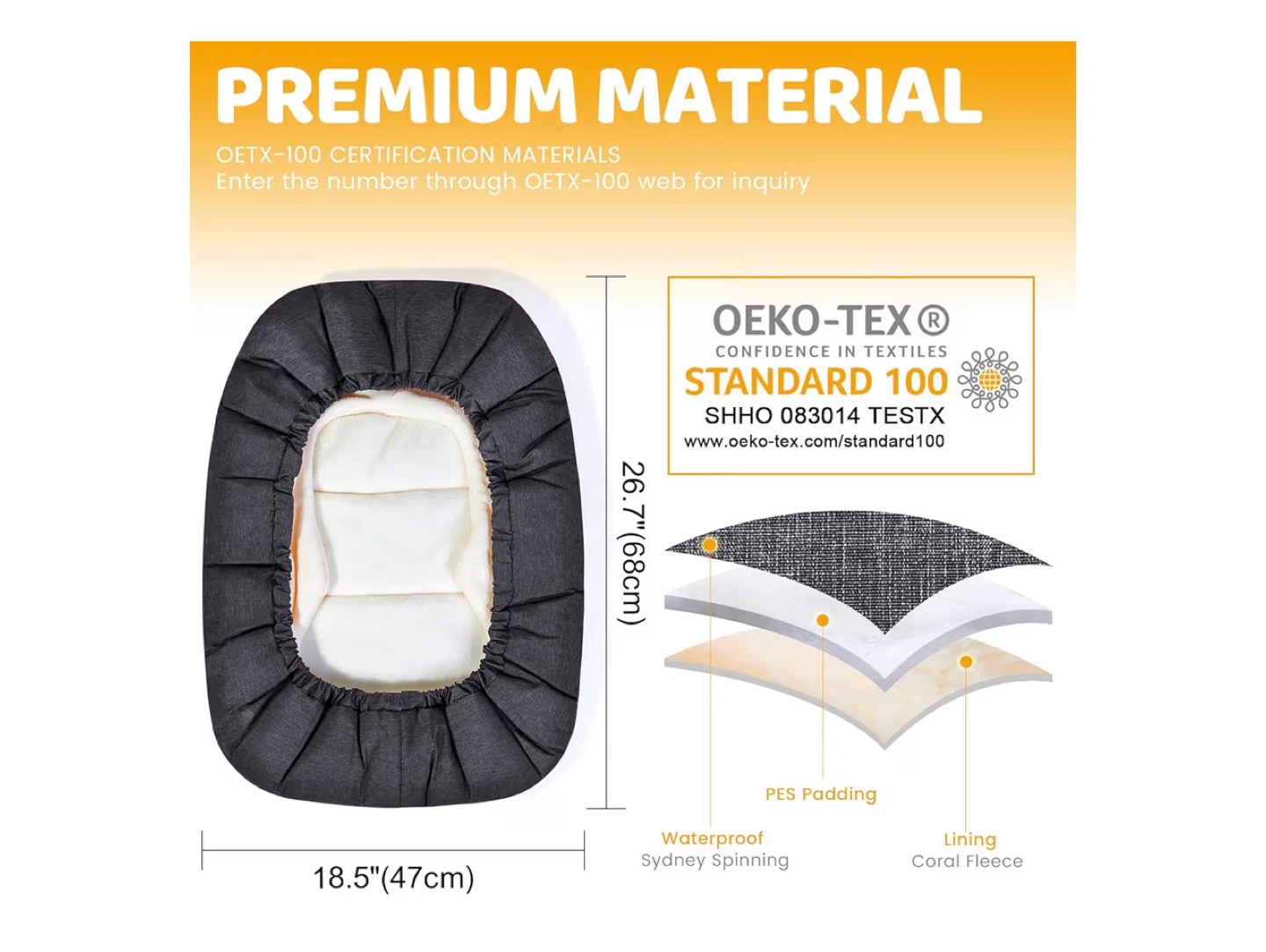 Orzbow Baby Car Seat Cover - Dark Grey - photo 2