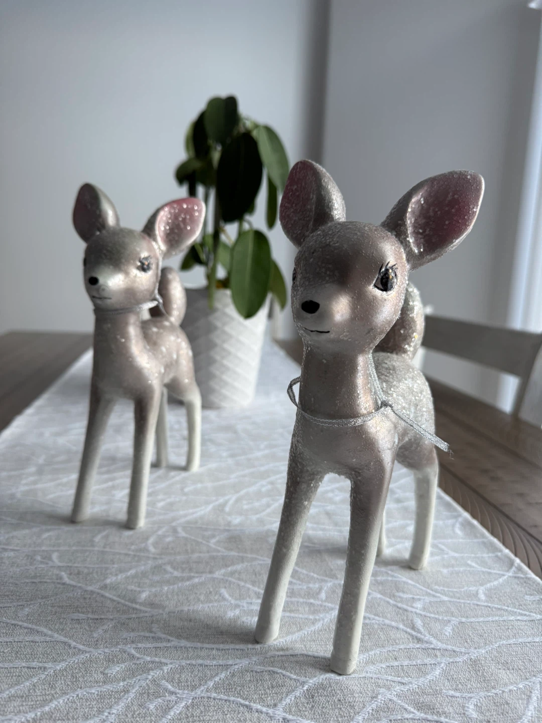 Set of 2 Glittery Deer Figurines