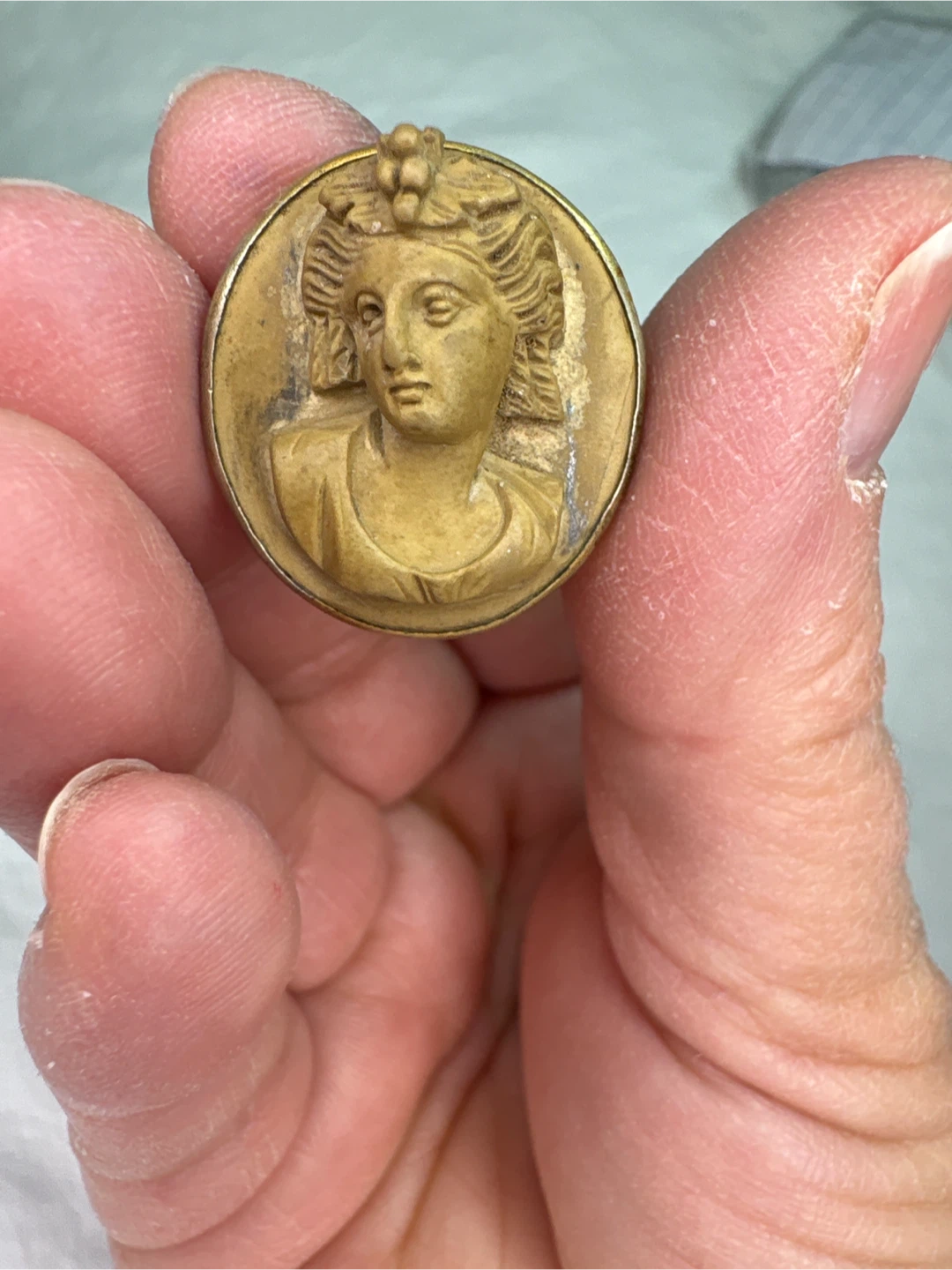 Antique Lava Cameo Brooch Pin - photo 2