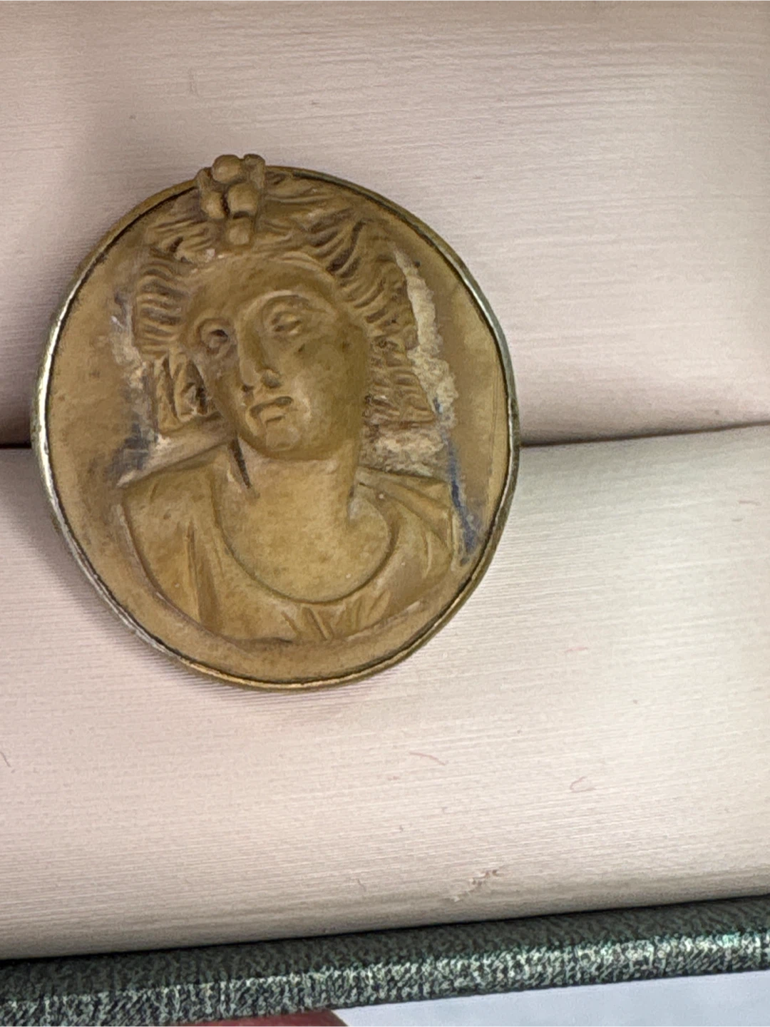 Antique Lava Cameo Brooch Pin