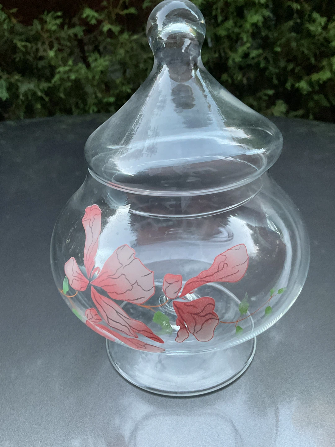 Glass Candy Dish with Floral Design