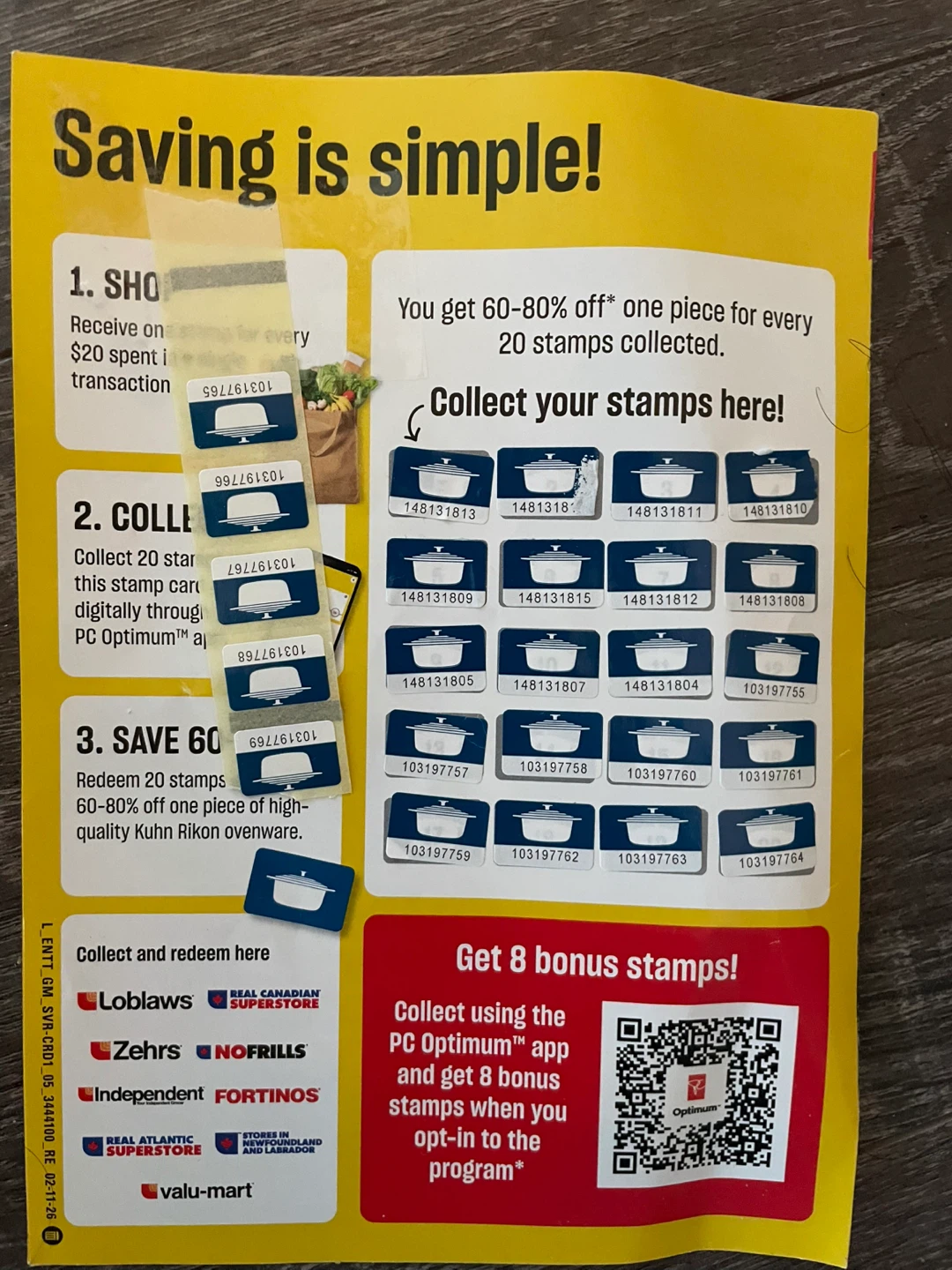 Kuhn Rikon Collect & Save Stamp Card