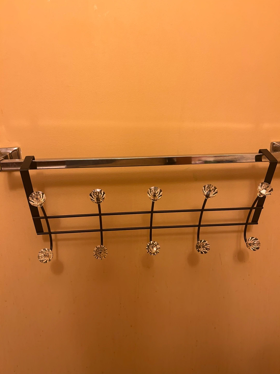 Over-the-Door Towel Rack with Crystal Knobs