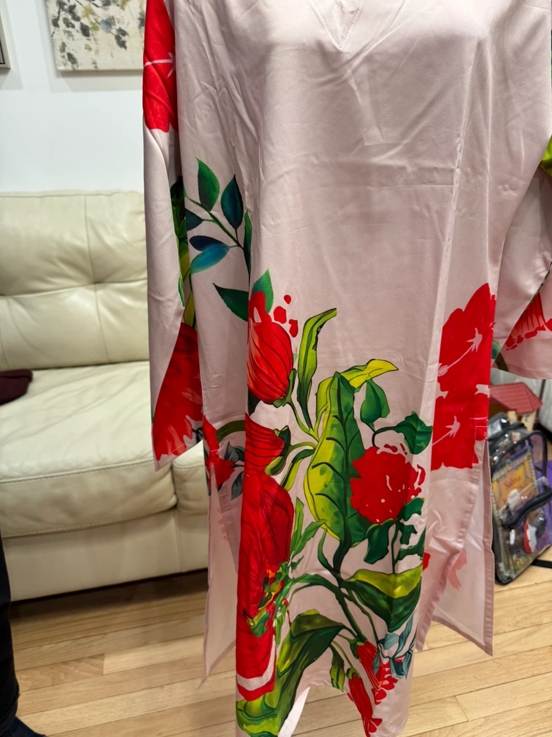 Pink Floral Print Dress XL