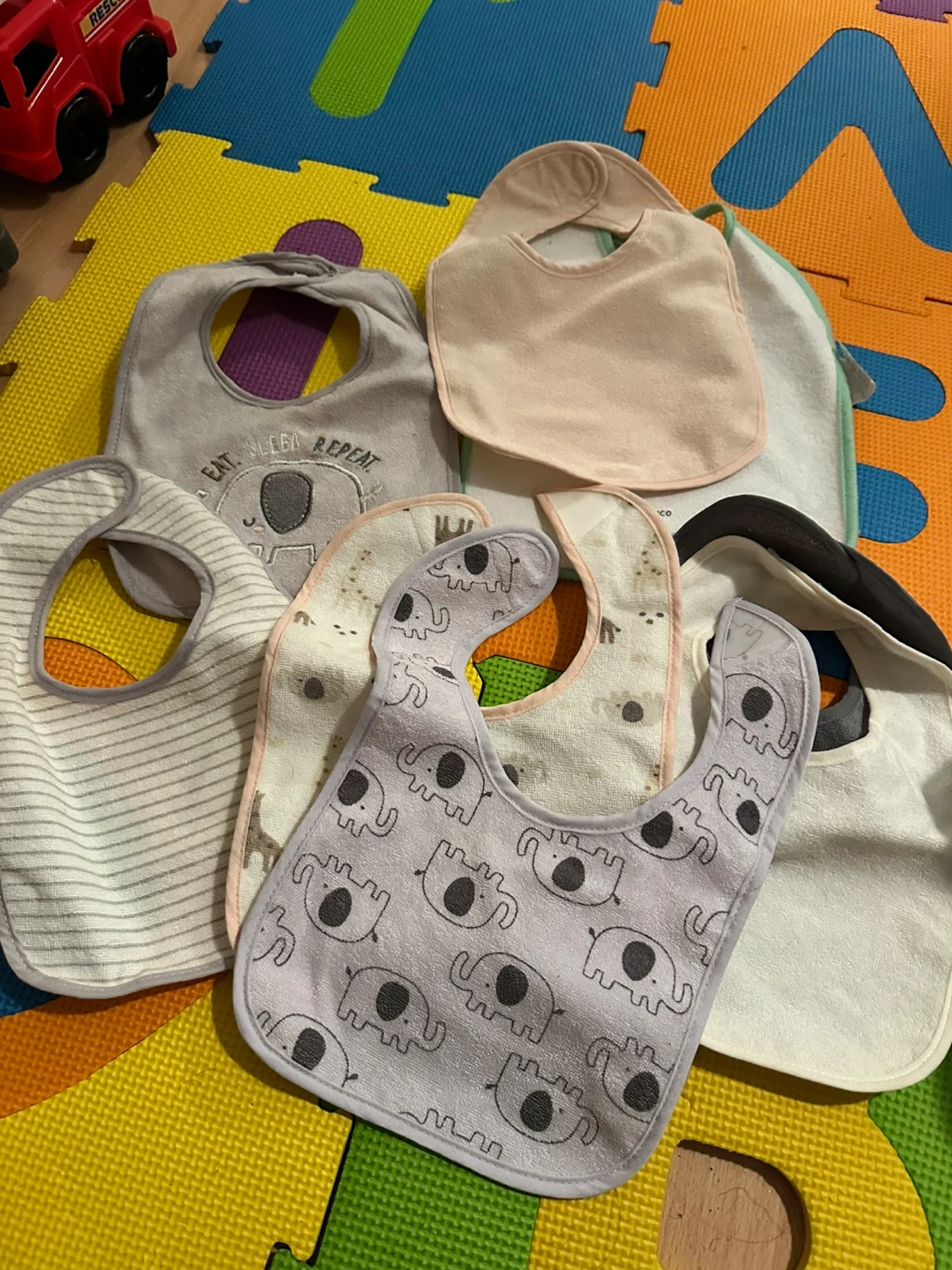 Baby Bibs - Elephant and Stripes Patterns