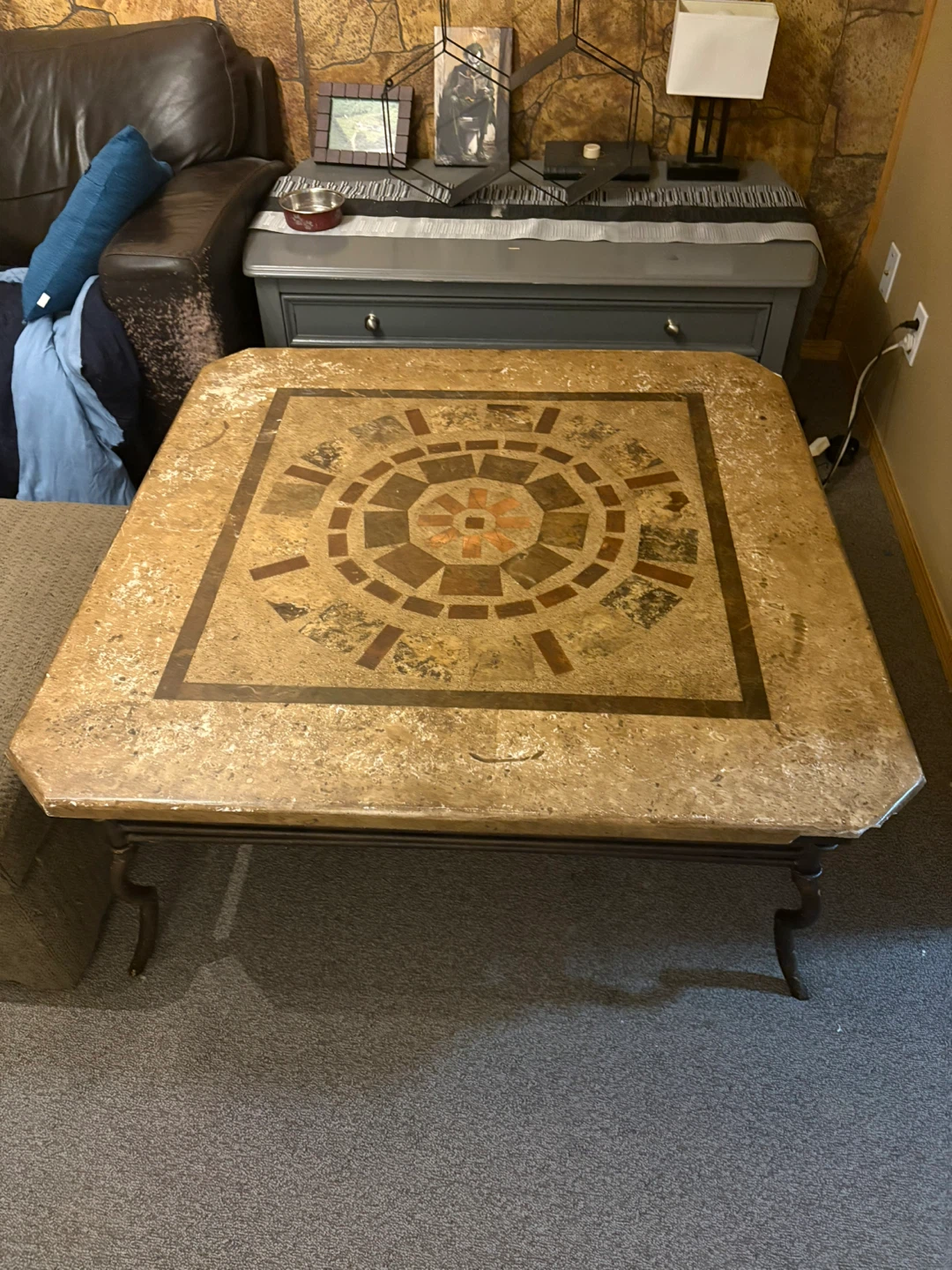 Square Stone Mosaic Coffee Table - photo 2