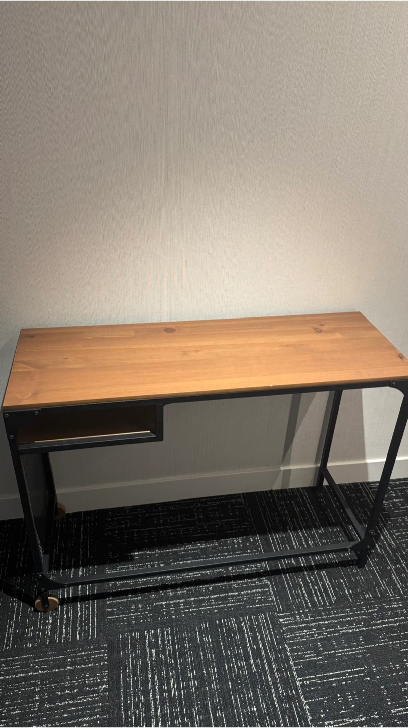 Console Table with Wood Top and Metal Frame