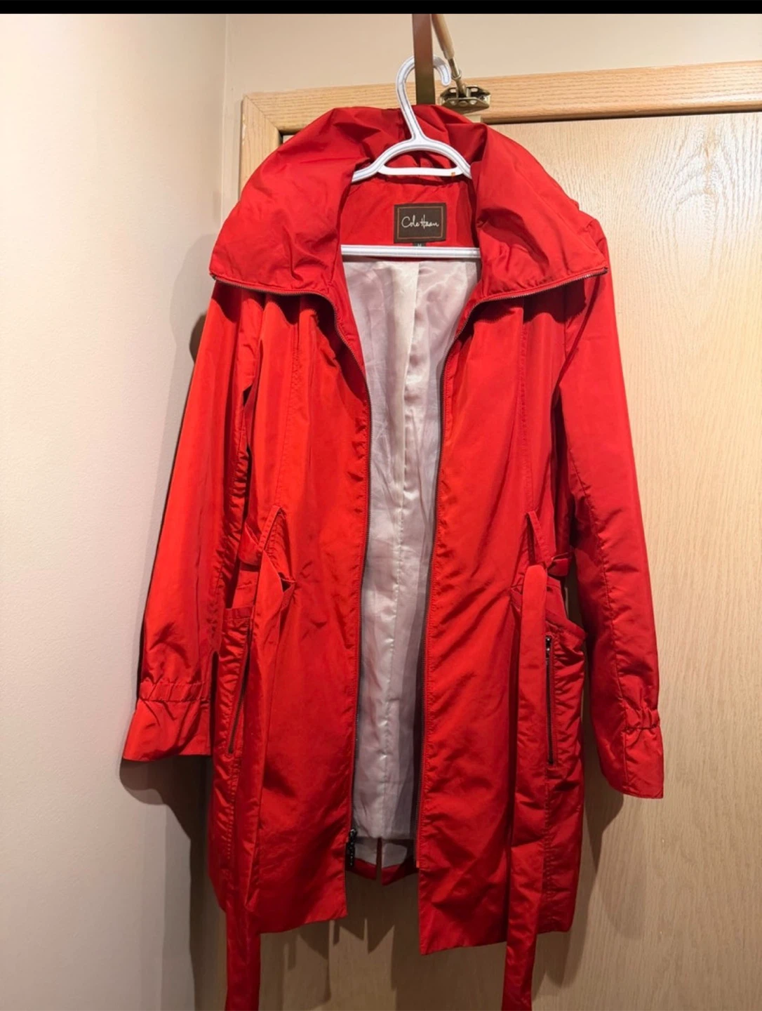 Cole Haan Red Trench Coat Size M🏆