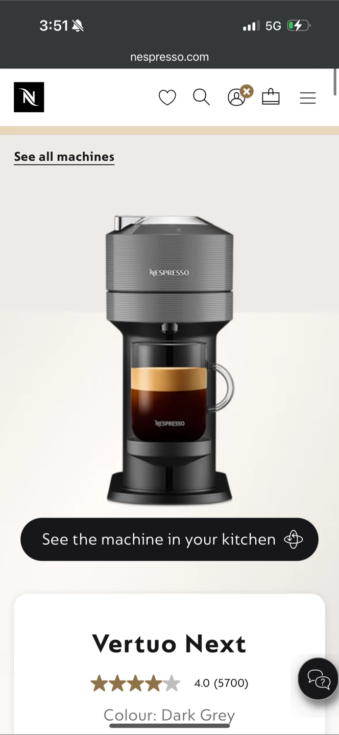 Nespresso Vertuo Next Coffee Machine - Dark Grey