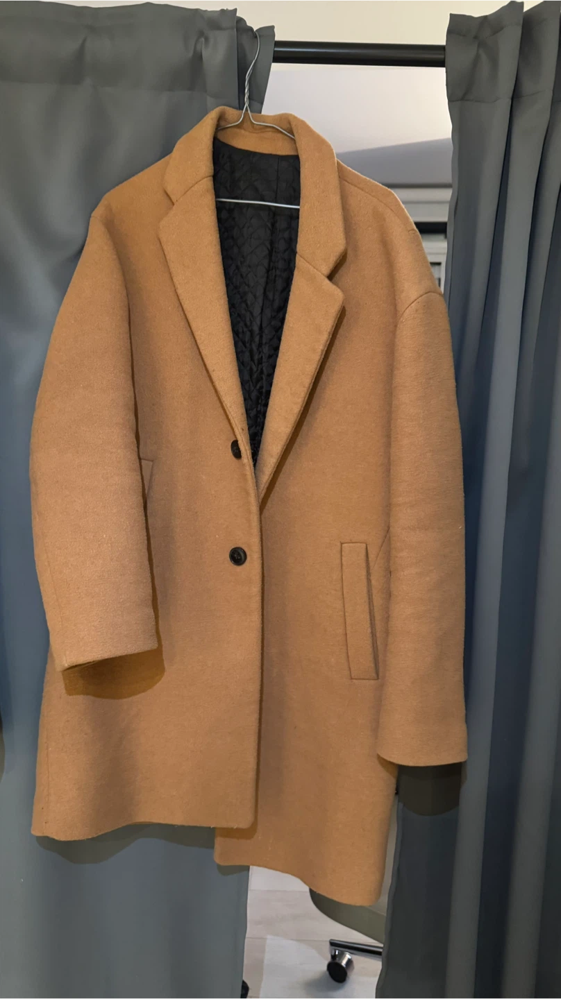 Wool Blend Peacoat - Camel and Black