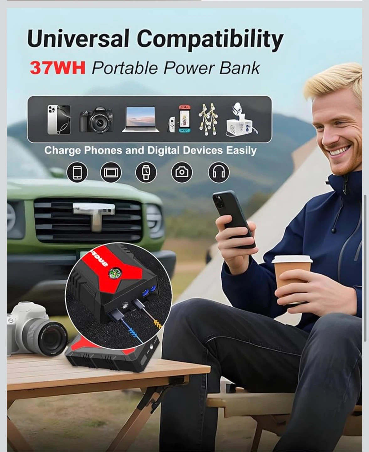 12V Car Jump Starter & LED Flashinglight - photo 4