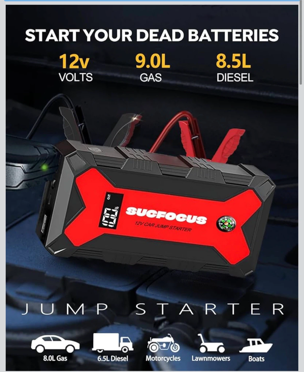 12V Car Jump Starter & LED Flashinglight - photo 2