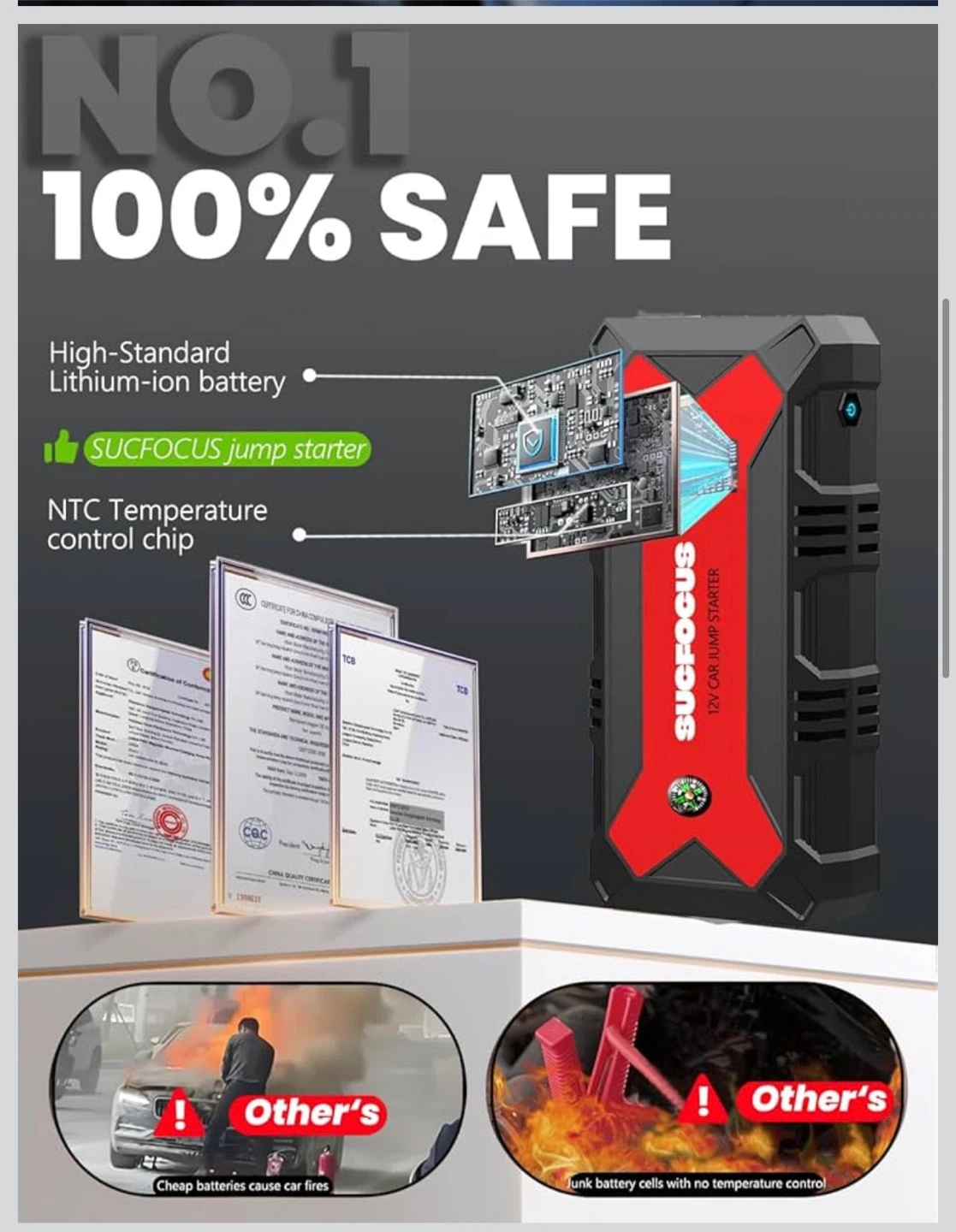 12V Car Jump Starter & LED Flashinglight - photo 3