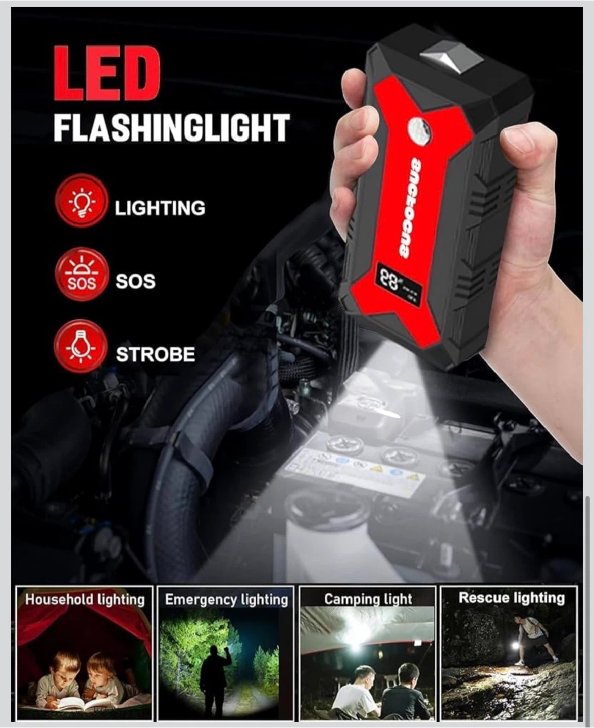 12V Car Jump Starter & LED Flashinglight - photo 5