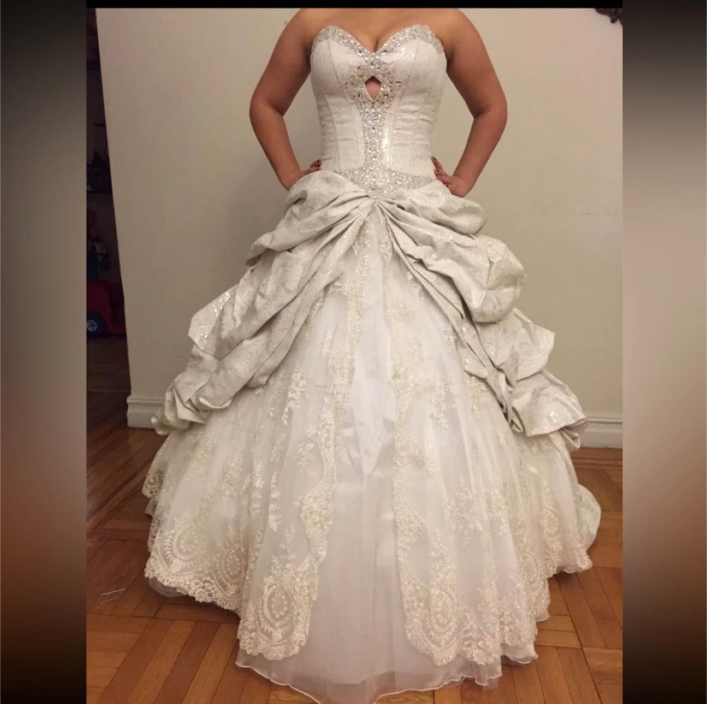 White Embellished Ball Gown Wedding Dress