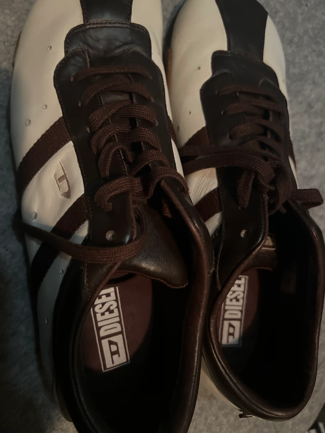 BRAND NEW Diesel Men's White and Brown Leather Sneakers - Size 9 - photo 3