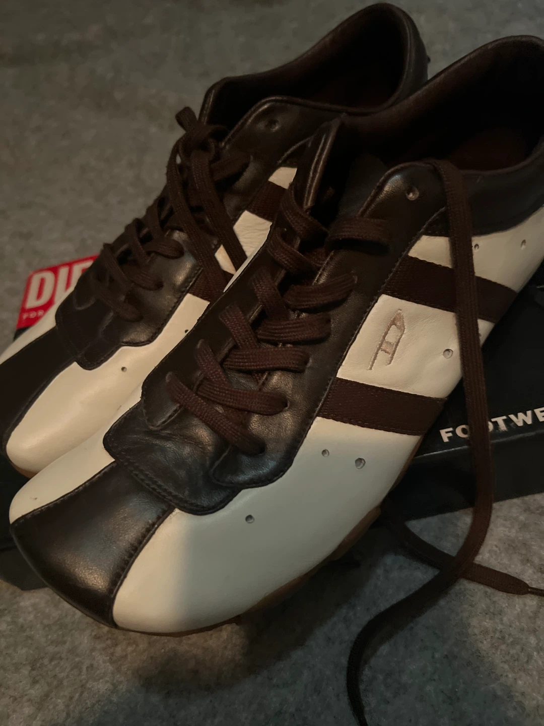 BRAND NEW Diesel Men's White and Brown Leather Sneakers - Size 9 - photo 2
