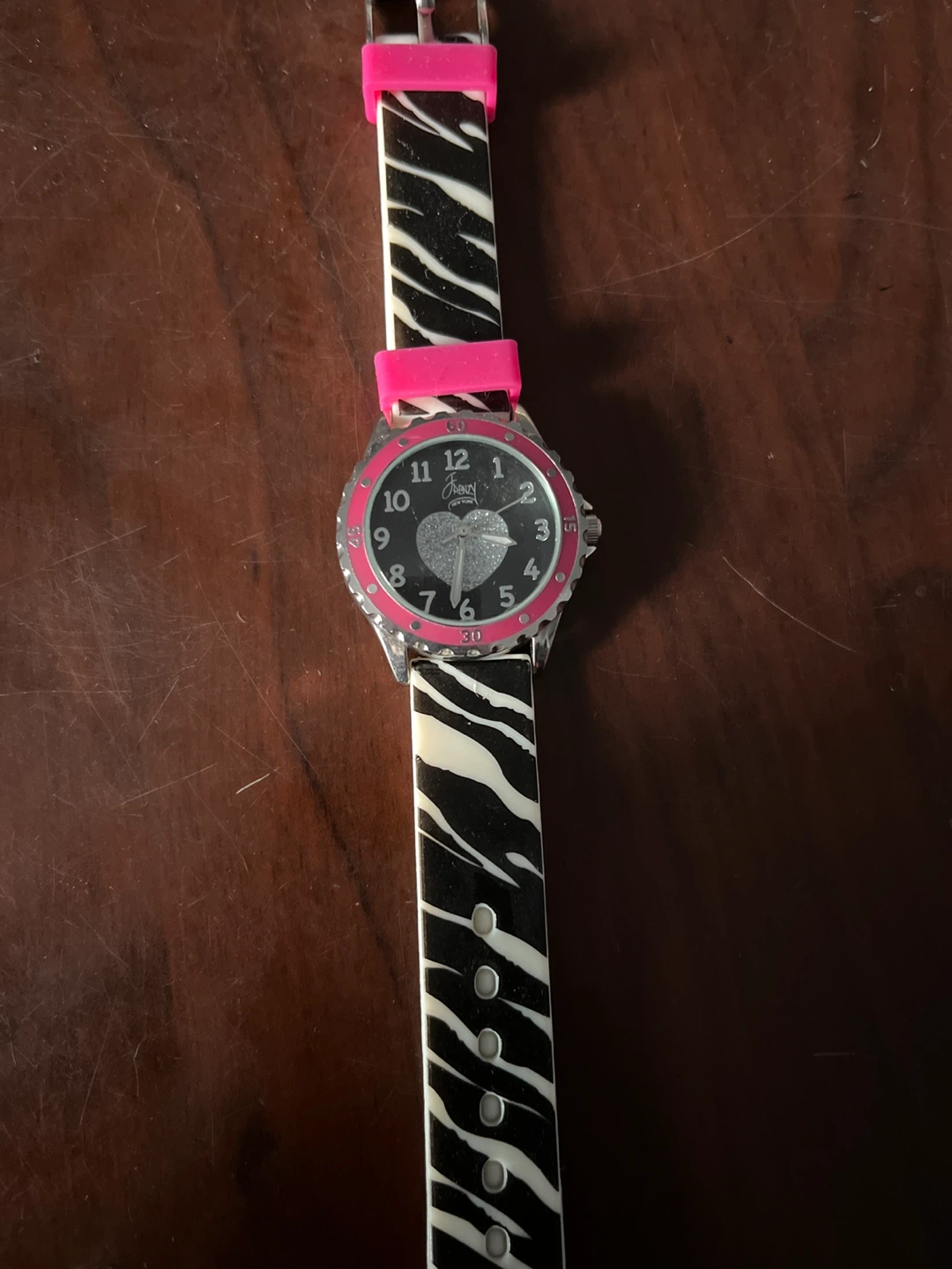 Accutime Zebra Print Watch with Pink Accents