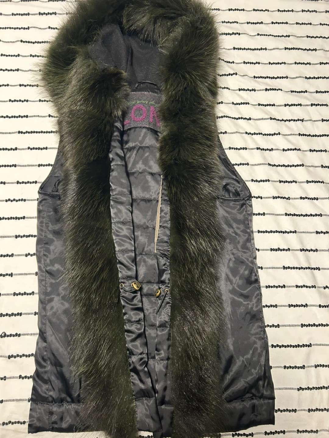 Blonde No.8 Hooded Puffer Vest with Faux Fur Trim