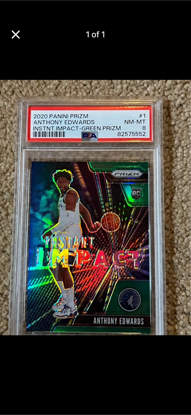 2020 Panini Prizm Anthony Edwards Green Prizm Rookie Card #1