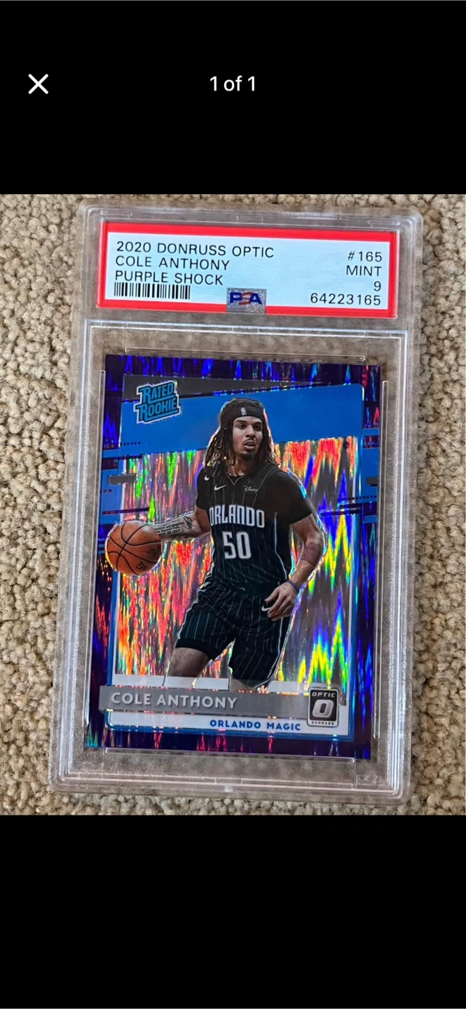2020 Donruss Optic Cole Anthony Purple Shock Card #165