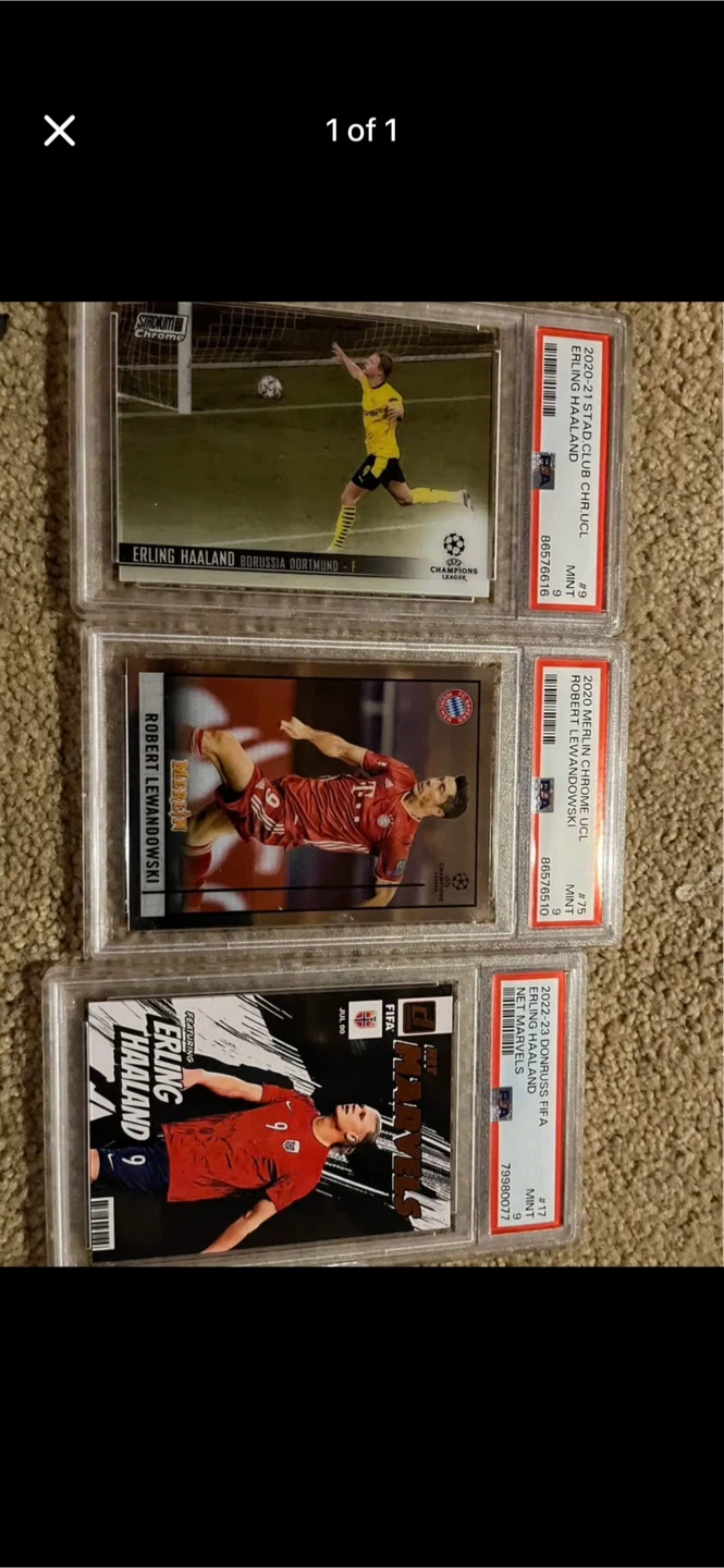 Lot of 3 Soccer Cards: Erling Haaland & Robert Lewandowski