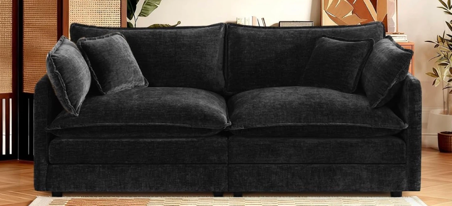 Black Upholstered Sofa - photo 3