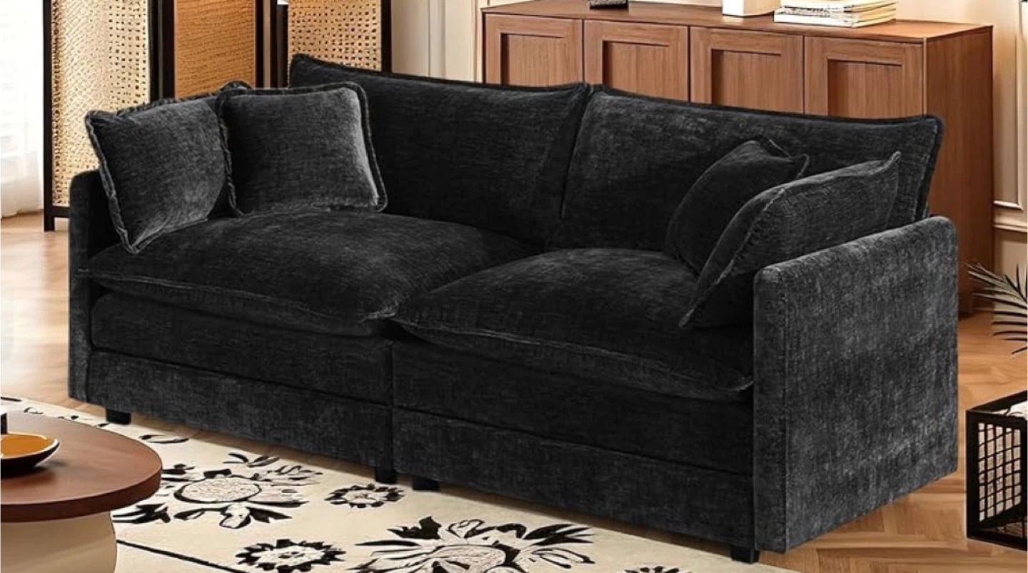 Black Upholstered Sofa