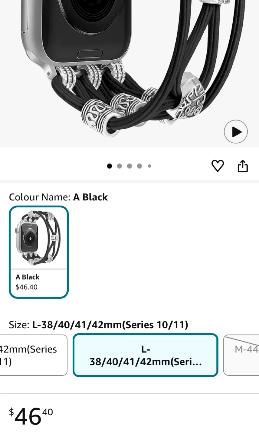 Black Elastic Apple Watch Band with Charms - photo 5
