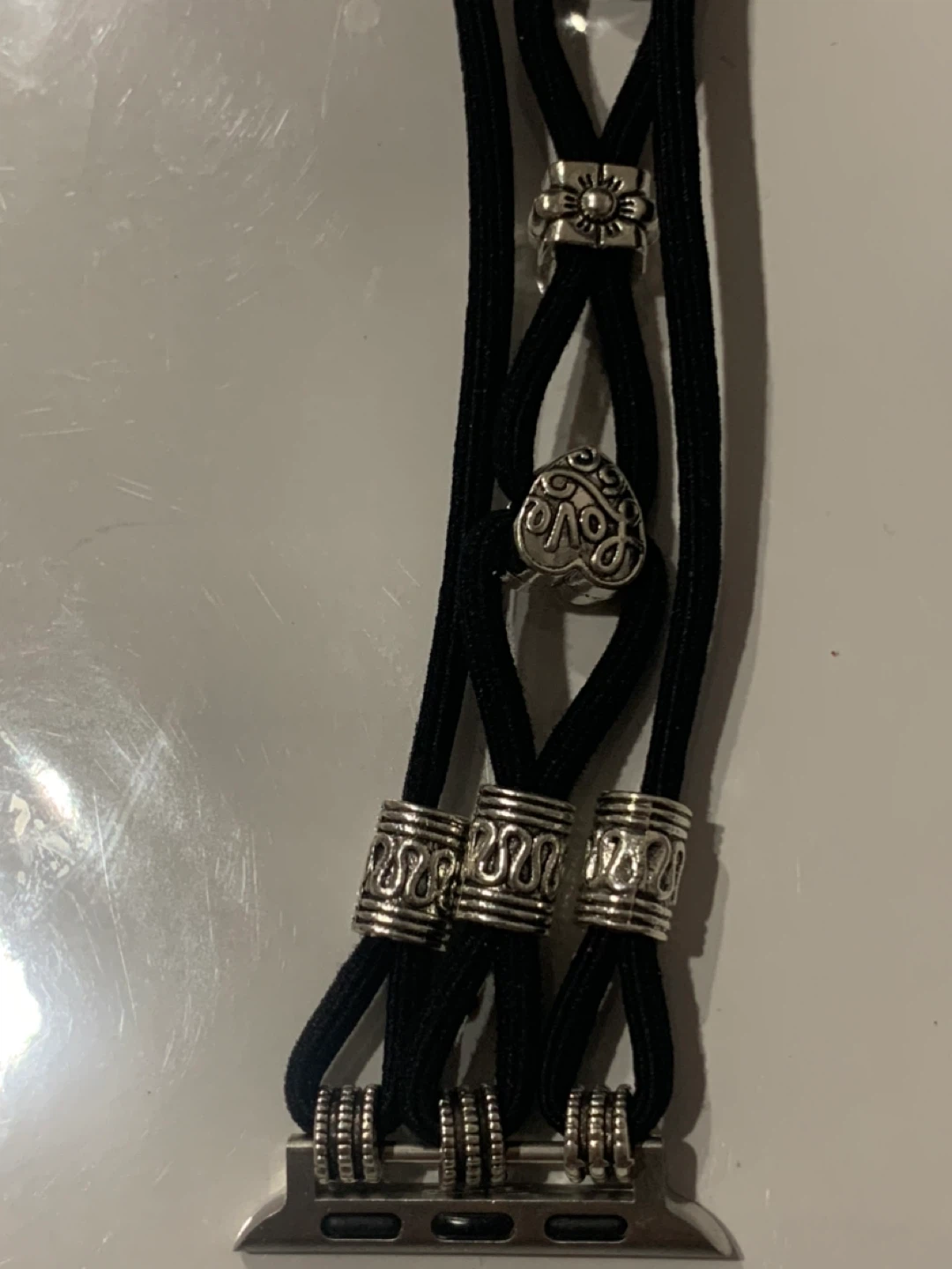 Black Elastic Apple Watch Band with Charms - photo 4