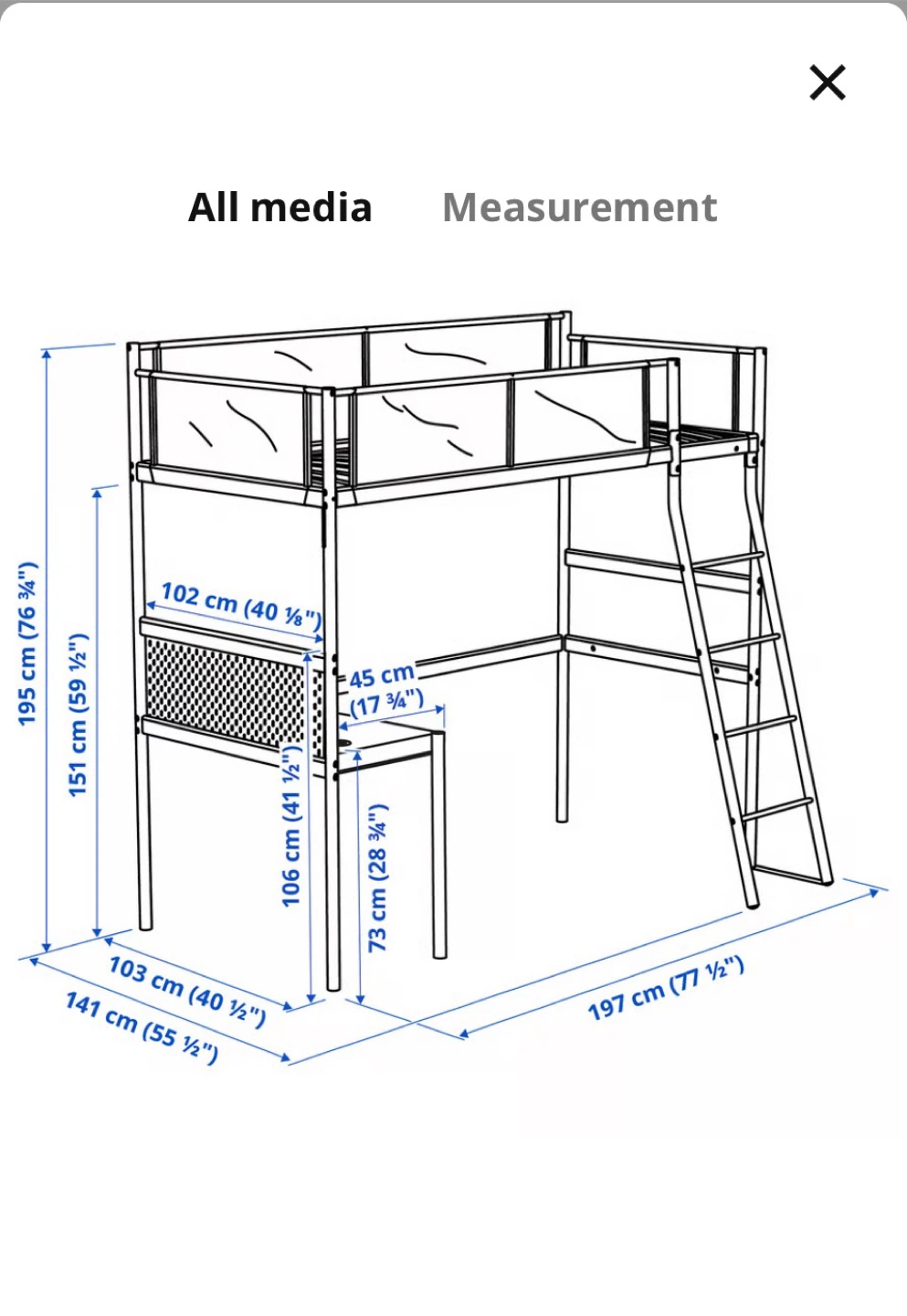 IKEA Loft Bed with Desk and Ladder - photo 4