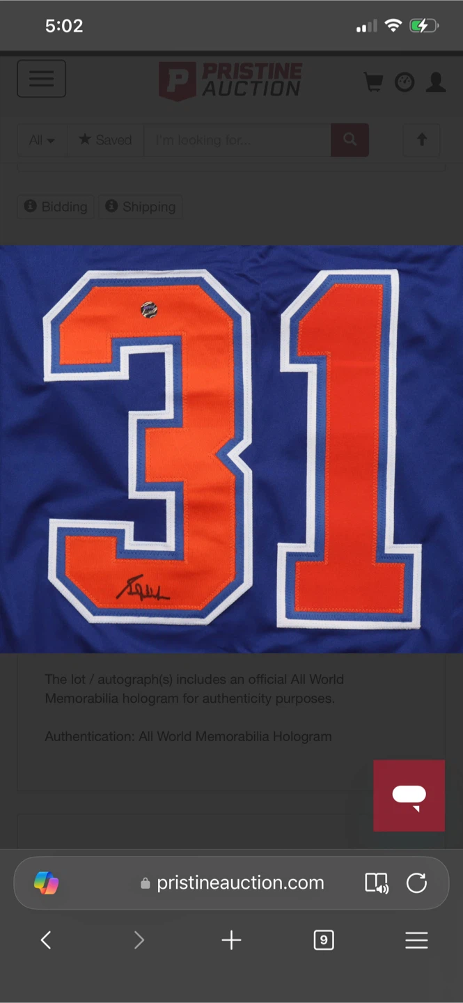 Edmonton Oilers Jersey - Autographed #31 Grant Fuhr